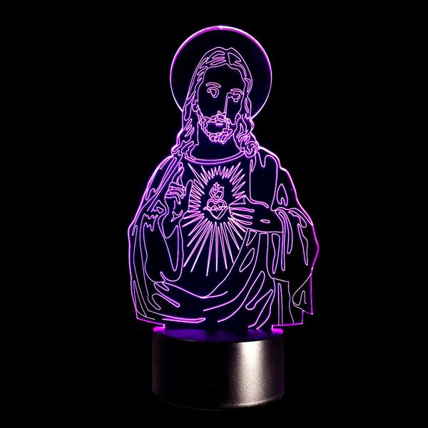 

3d optical illusion jesus christ led lamp bulbing light jesus night light 7 colors gift home decor night lights drop shipping