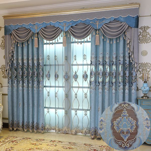 

modern european chenille embroidery shading curtains for living dining room bedroom