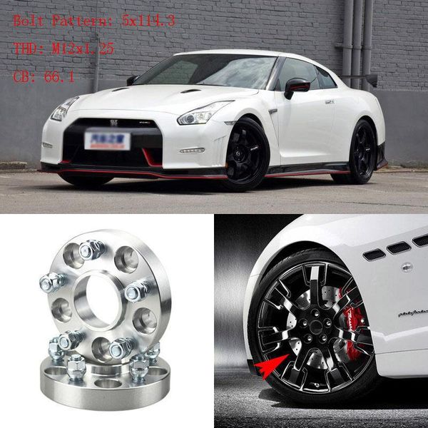 

4pcs 1" wheel spacers adapters 5 lug 5x4.5"/5x114.3-12x1.25 studs for nissan gtr