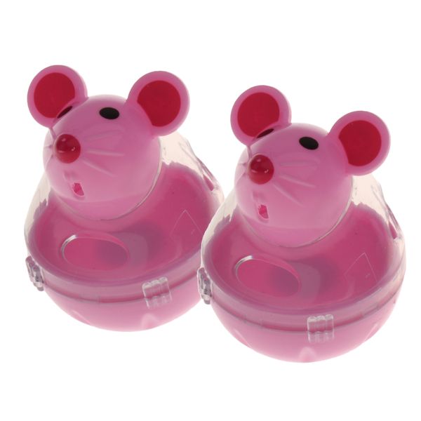 

2 pcs pet cat mouse shaped tease tumbler playing toy kitty food dispenser