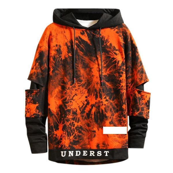 

mens sweatshirt casual loose colorful printed long sleeve cotton hoodies with pockets pullover drawstring sweatshirt, Black