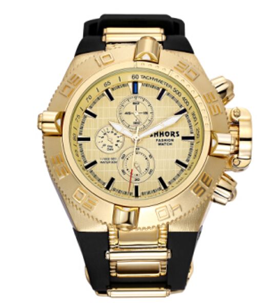 

shhors mens watches brand rubber big watch men sports relogios waterproof erkek saat quartz wristwatch mens, Slivery;brown