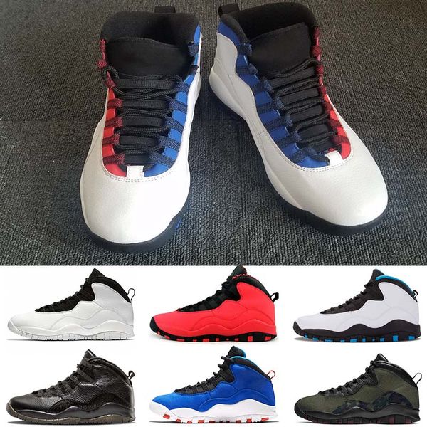 

2019 mens basketball shoes 10s for youth boys trainers westbrook cement stealth chicago desert camo bulls smoke grey outdoor sports sneakers, White;red