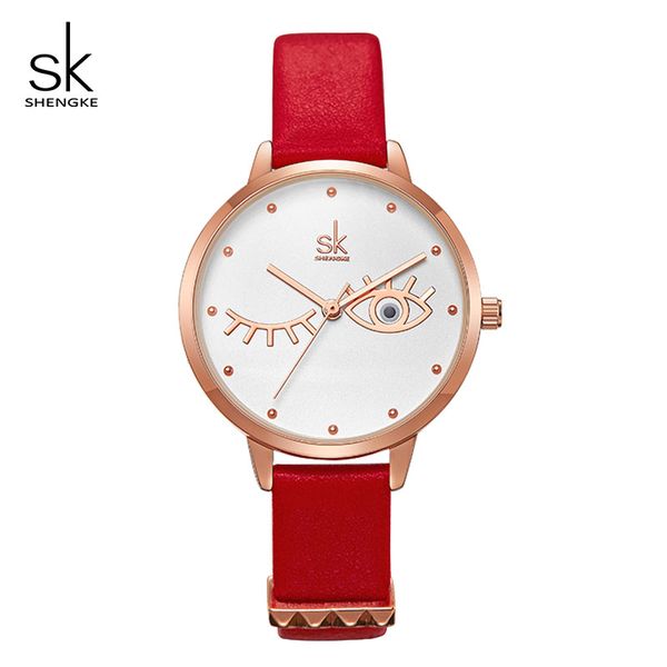 

shengke fashion brand women quartz watch creative thin ladies wrist watch for montre femme 2019 sk female clock, Slivery;brown