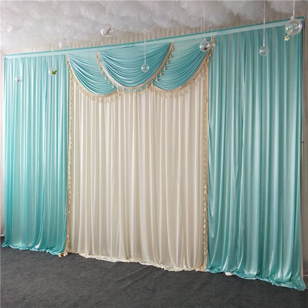 3mx6m White Chiffon Fabric Wedding Stage Backdrop Swags With