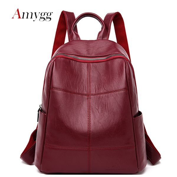 

2020 female leather backpacks for women travel backpack sac a dos ladies bagpack casual daypack girl mochilas