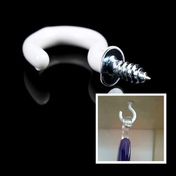 

20pcs pvc coated stainless steel screw in cup hooks ring plant diy jewelry hanger holder dining bar tool