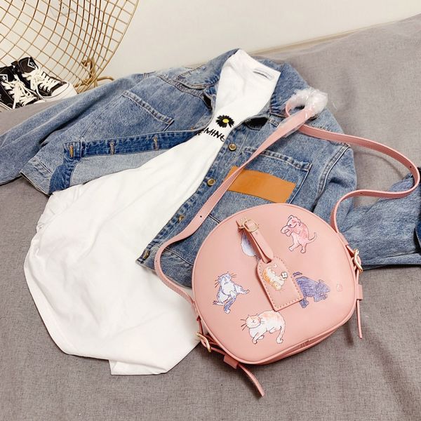 

ts badge round cake crossbody bag mens womens shoulder bag planer sumptuous black brown pink street fashion casual handbags purses tsysbb429