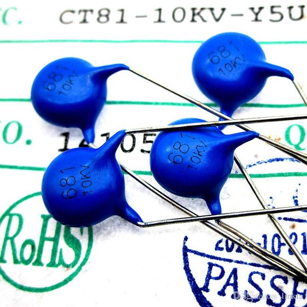 

ultra-high voltage ceramic capacitors 10kv 680pf 10kv681 feet from 10 diameter 9