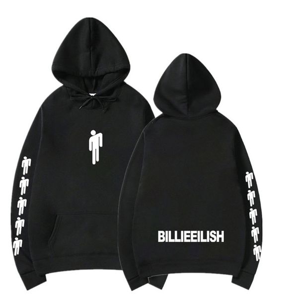 

new fashion print american singer billie eilish hoodies men women harajuku hip hop cotton billie eilish sweatshirt s-3xl, Black