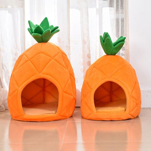 

creative kennel cat nest teddy dog fruit banana strawberry pineapple watermelon cotton bed warm pet products dog house 5