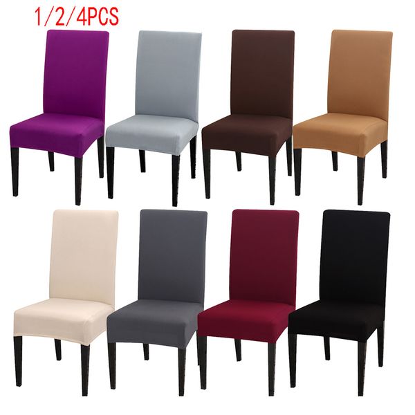 

1/2 / 4шт сплошной цвет крышки стула spandex slipcovers stretch elastic стул обложки для столовой банкет отеля кухня свадьба