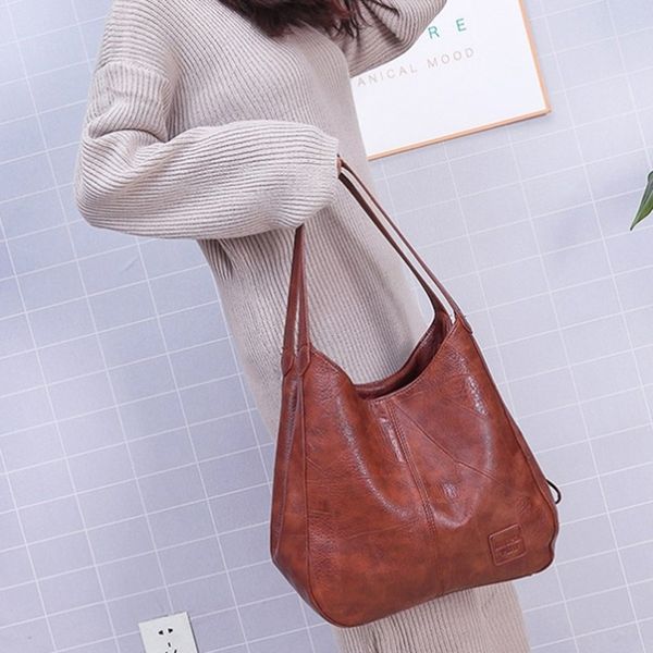 

women hobos handbags fashion simple big capacity handbags pu leather solid crossbody bags for femme bolso mujer