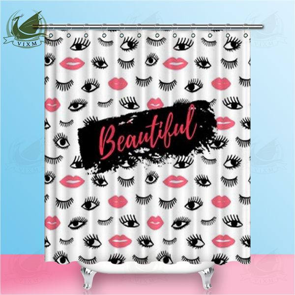 2019 Vixm Fashion Poster Hand Drawn Eyes Pink Lips Doodle Vintage