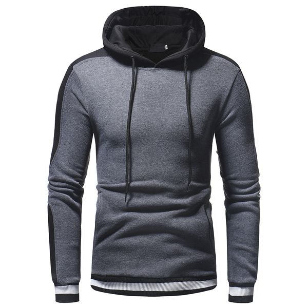 

2018 men's long sleeves solid color hooded sweatshirt high quality men's hooded sweatshirt sweat coat casual sportswear, Black