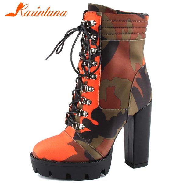 

karin new large size 43 ankle boots ins camouflage super high heels design party boots women shoes woman, Black