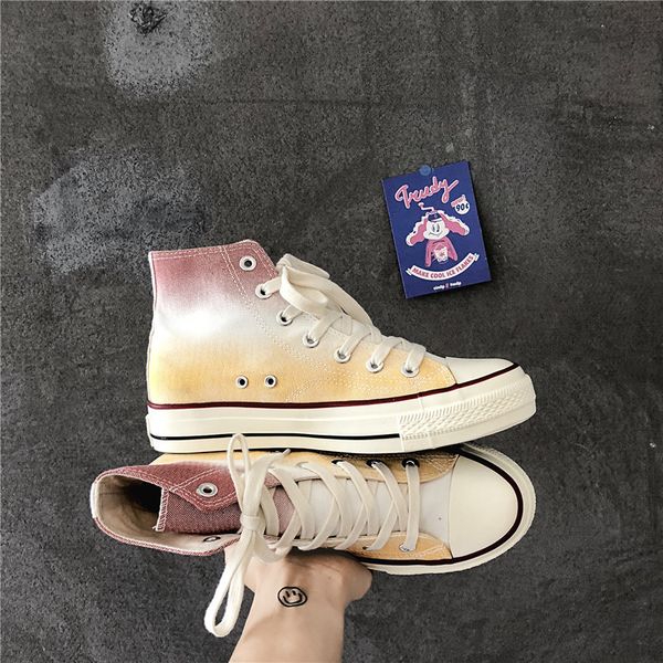 

men's shoes plus velvet 2019 new style winter casual trendy shoes korean-style trend versatile online celebrity gradient hight-t, Black