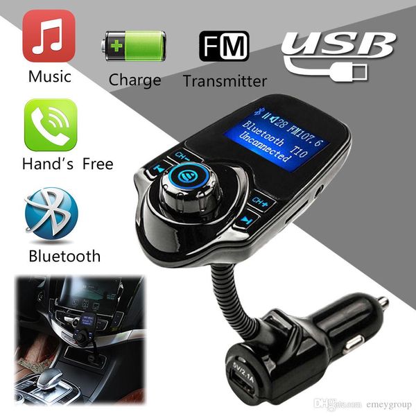 

bluetooth handsfm transmitter car kit mp3 music player radio adapter with volume adjustable for iphone samsung lg smartphone t10