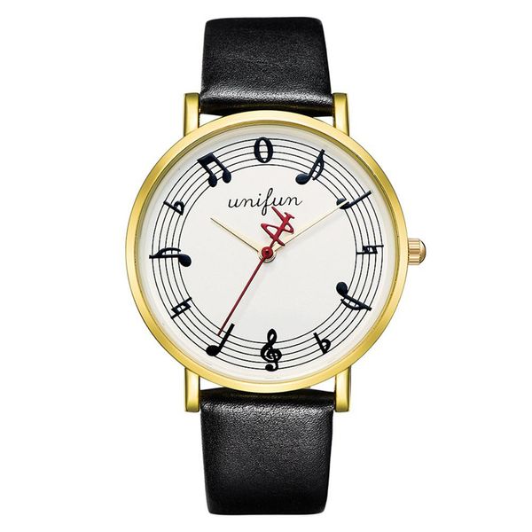 

hobbylane women ultra-thin quartz watch music note waterproof pu leather strap pin buckle wristwatch, Slivery;brown