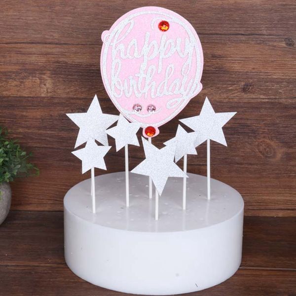 

7pcs/set cake insertion cards balloon pentagram dessert insert card birthday party decoration for cake dessert decor supplies