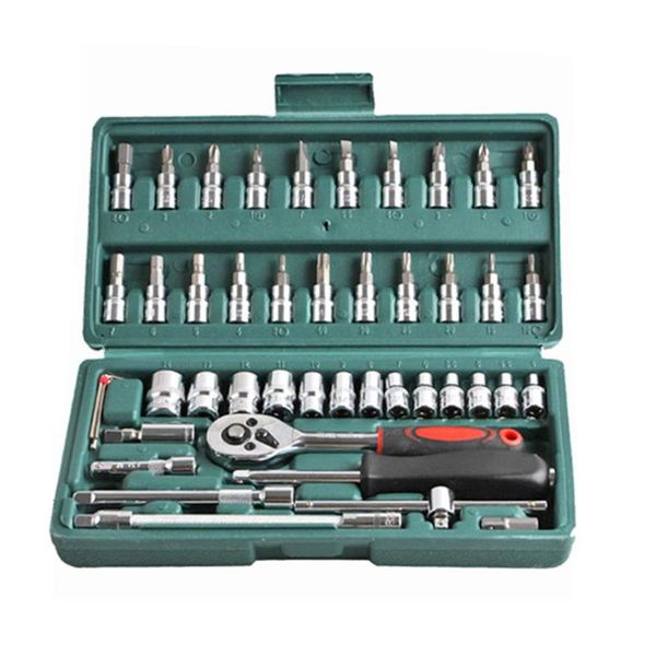 

46pcs socket ratchet car repair tool wrench set head ratchet pawl socket spanner screwdriver professional metalworking tool kit