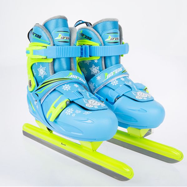 

winter children racing speed ice blade figure skates shoes adjustable thermal size adjustable skating patines blue pink