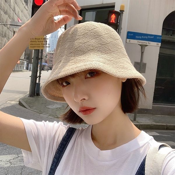 

fisherman women's fashionable all-match thin shade woven breathable bucket fisherman sun sun hat hat, Blue;gray