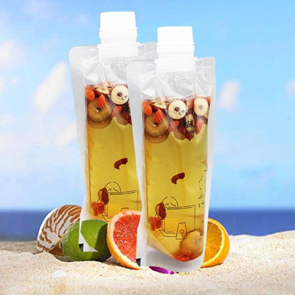 

durable portable with nozzle drinking bag disposable juice bag transparent home, outdoor
