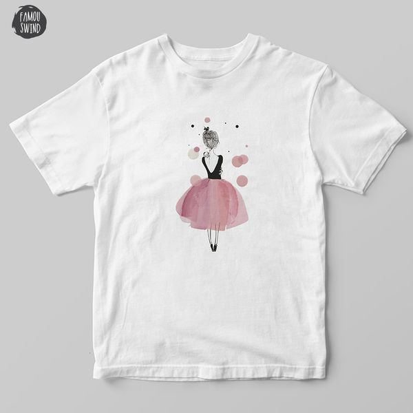 

t shirt roze dans meisje print vintage grafische t shirt vrouwen 90 s leuke kawaii overhemd mode zomer, White