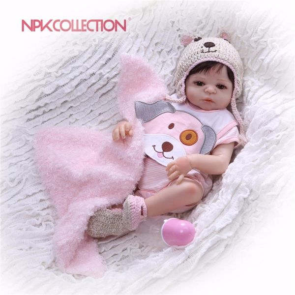 

npkcollection 46cm full body silicone reborn girl baby doll toys newborn princess babies dolls bathe toy play house toy doll y191207