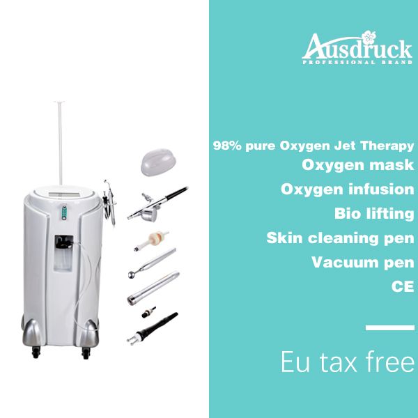 

6in1 new 98% pure oxygen jet peel water oxygen spray infusion oxygen mask bio face lift wrinkle acne removal skin care spa salon machine, Black;white