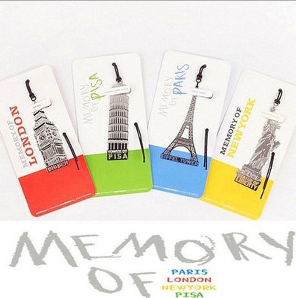 

4pcs/lot european building students bookmark memory of london/paris/new york/pisa travel memory office stationery
