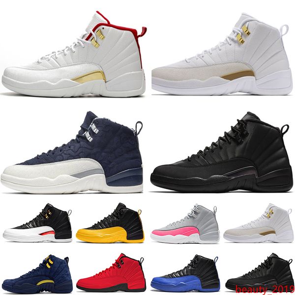 

new 12 12s fiba reverse taxi men basketball shoes college navy game royal bordeaux dark grey wntr michigan wings sports sneakers designer