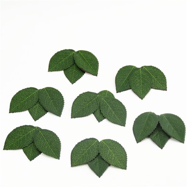 

100 pieces green artificial silk leaf flowers fake plastic leaves for bouquet garland wedding decoration