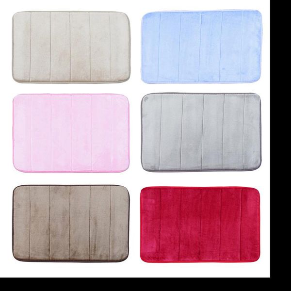 

coral fleece bath mat stripes memory foam non slip carpet rug home supplies