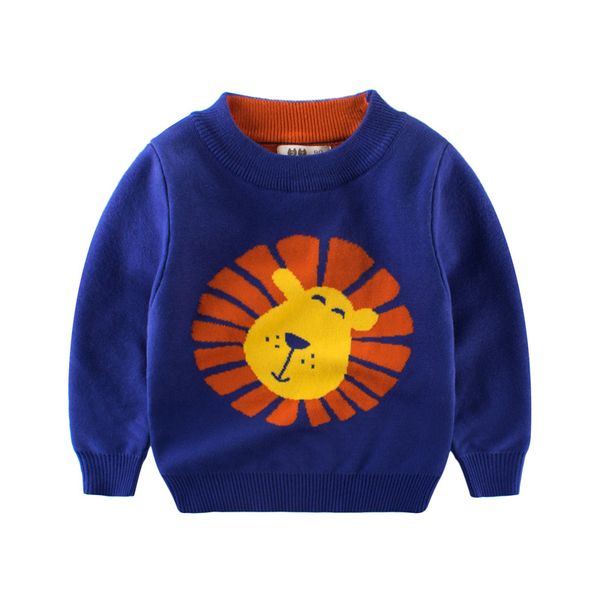 

sweater boys sweaters for children kids knitted sweater animal lion pattern long sleeved pullover fashion knit child teens, Blue