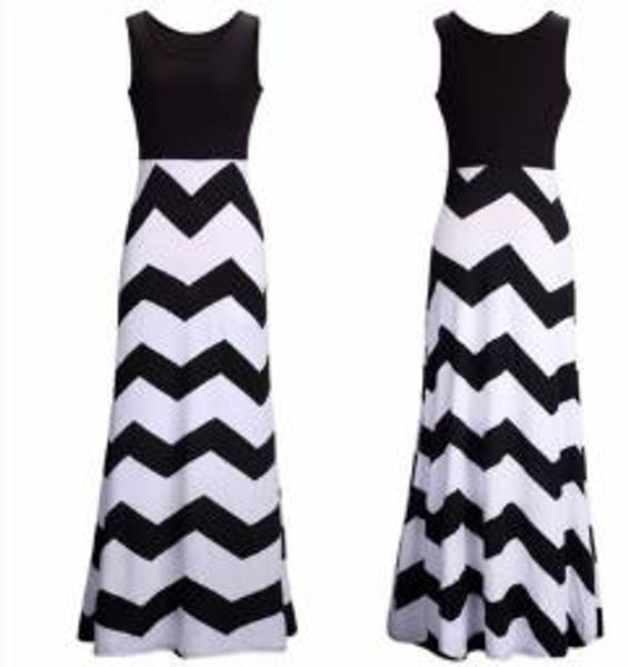 

slim women designer summer maxi dresses striped sleeveless long boho dress lady beach fashion female clothing, Black;gray
