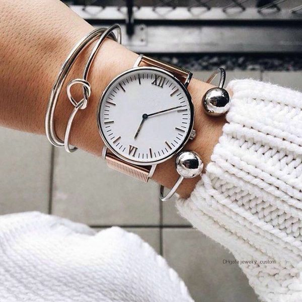 

3 pcs/ set bohemian women silver adjustable opening bead knotted geometric bracelet set charm party wedding accessories, Golden;silver