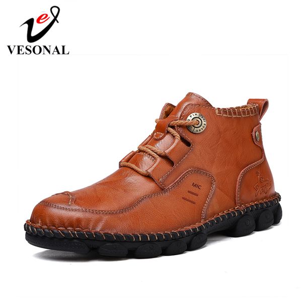 

vesonal 2019 spring autumn vintage classic genuine leather men shoes casual high sneakers for male comfortable shoe footwear, Black