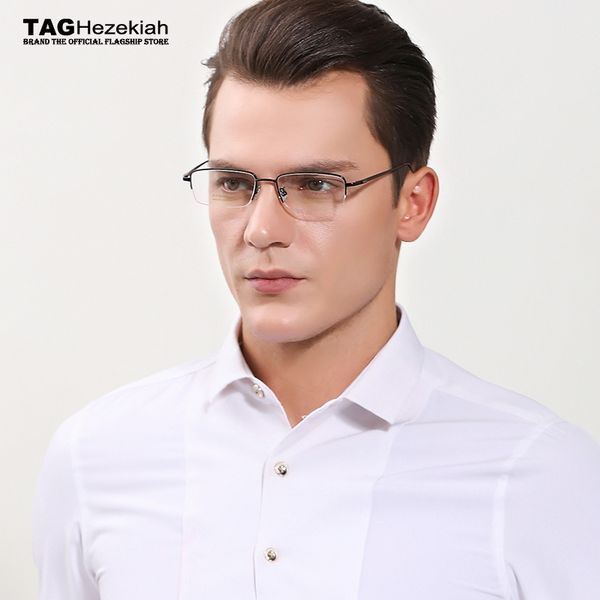 

eyewear titanium men tag brand 2019 b-titanium glasses frame men light and thin computer reading optical myopia fashion business, Black