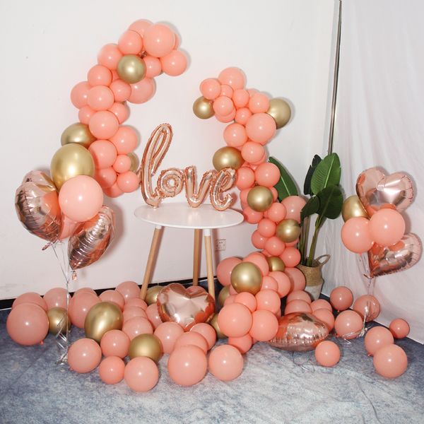 2019 Peach Pink Gold Coral Engagement Party Background Balloon