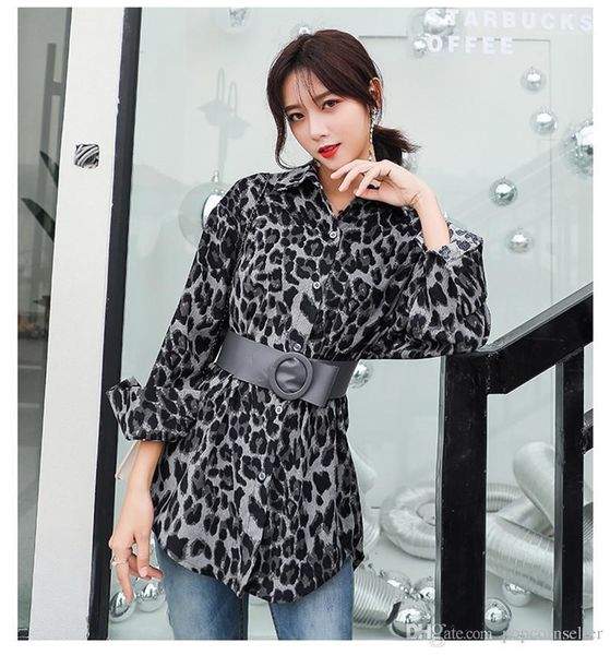 

and vintage leopard print corduroy shirt womens versatile blouse clothing autumn women casual shirt new fashion, White