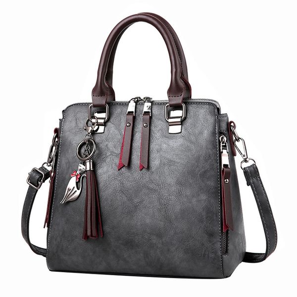 

retro solid women's handbags pu leather fashion girls personality zipper fringe shoulder bags multicolor selection handle bags