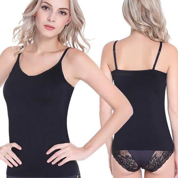 

womens wireless camis seamless camisole padded solid camisole straps, Black;white
