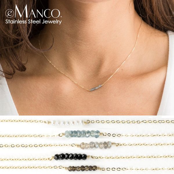 

e-manco trendy crystal pendant necklace for women multi layered stainless steel necklaces women diy chokers necklace, Silver