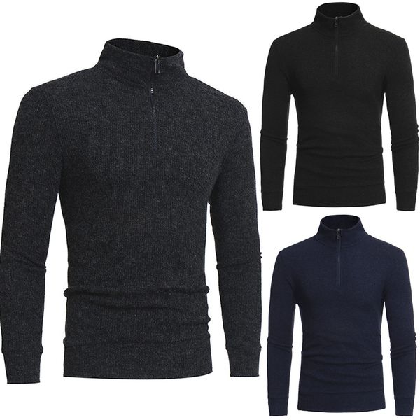 

man's fashion zipper casual high-collar men's sweaters blouse, White;black