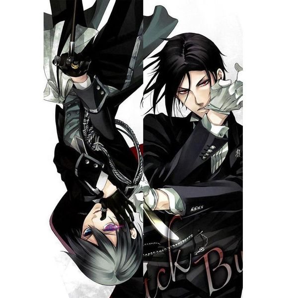 

new japanese male cosplay anime black butler sebastian throw otaku dakimakura gifts bedding hugging body pillow case 150x50 cm