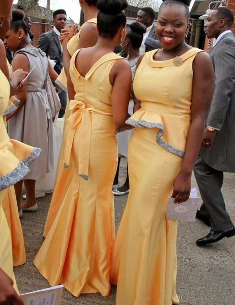 

teffeta yellow mermaid plus size bridesmaid dresses 2020 new black girls prom dresses long maid of honor dresses, Blue;red