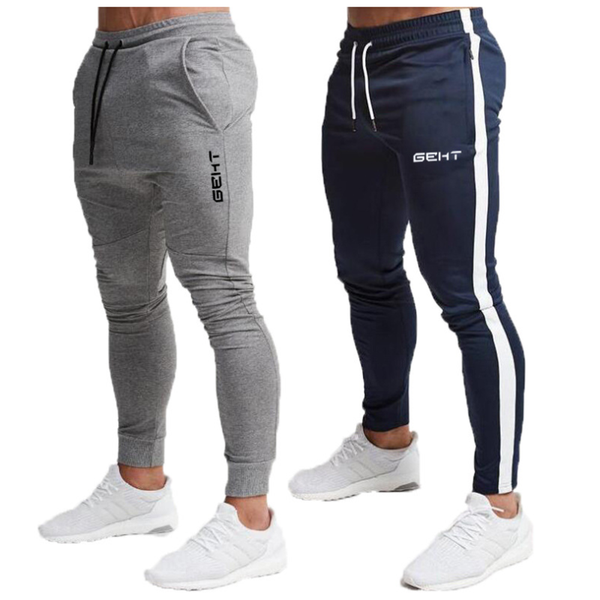 

2020 men's casual sports pants fitness side stripes men's sportswear jogging pants cotton new gym sports hombre, Black;blue