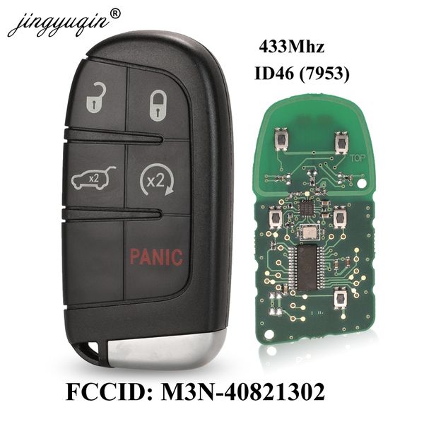 

jingyuqin 433mhz id46 chip 5 buttons remote car key fob for dodge// grand cherokee m3n-40821302 m3n40821302